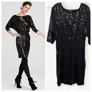 Karen Kane black sequin mini dress with cinched waist